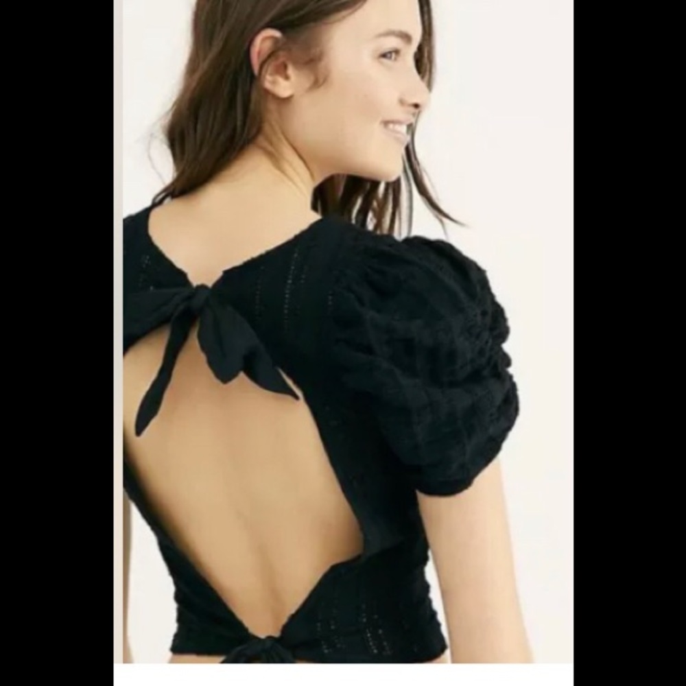 Free People star struck open back eyelet crop top
